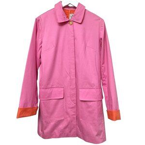 LILLY PULITZER Pink Trench Coat Small Cotton Chino Casual Preppy Barn Jacket